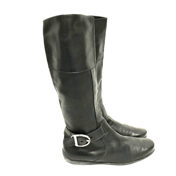 TODS Womens 10.5 Soft Black Leather Knee-High Boots Pull On main image 7